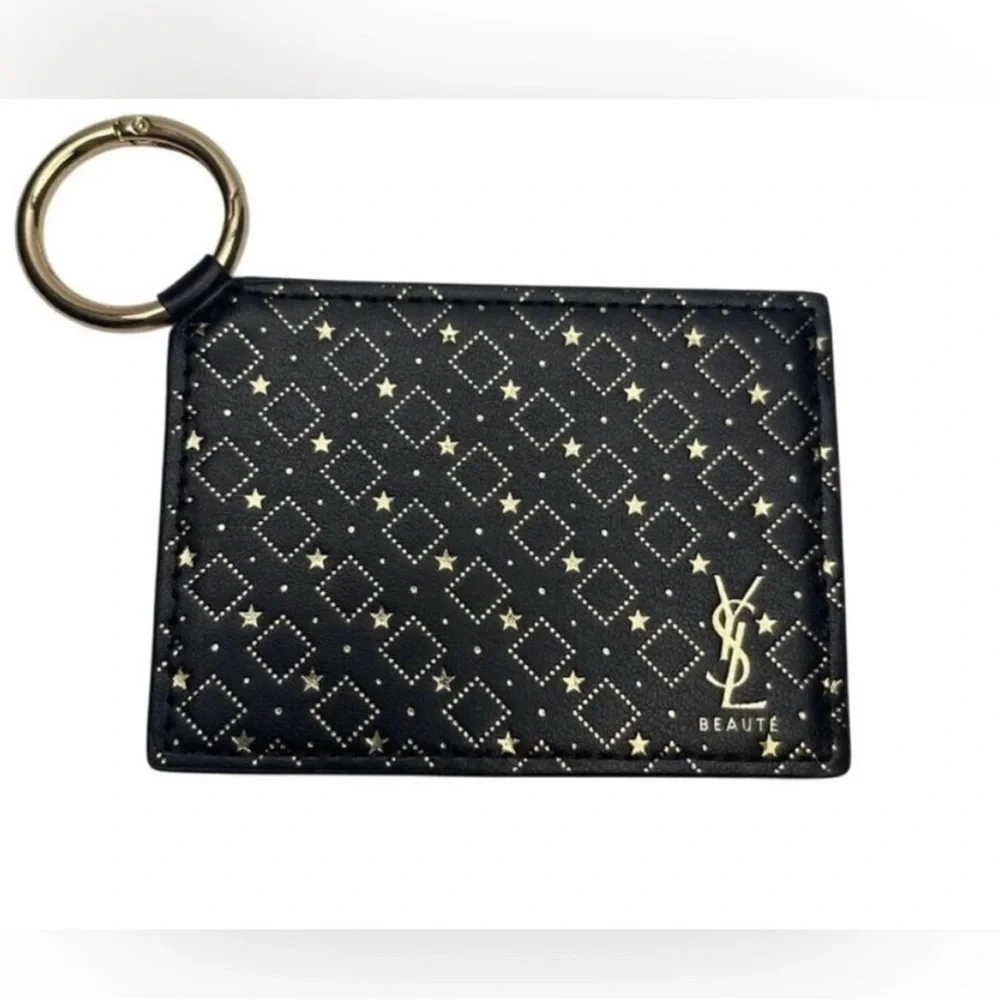 YSL Beaute Holiday Keyring Mirror gift black gold NWT classic stocking stuffer